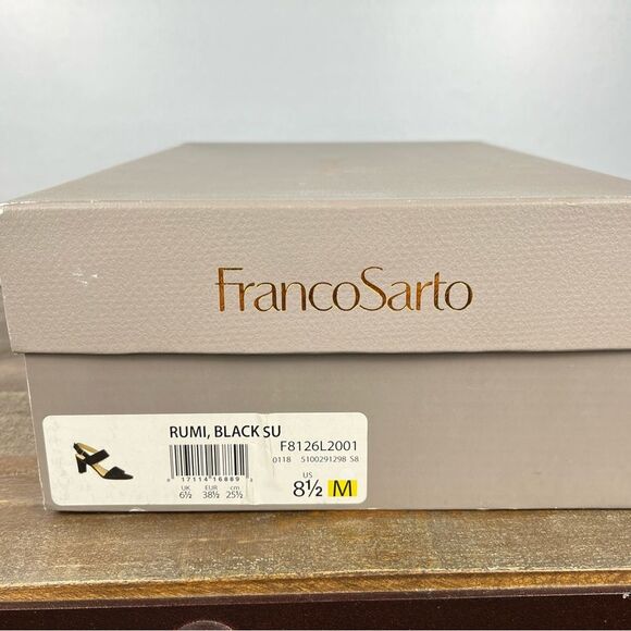 Franco Sarto Rumi Black Suede Open Toe Sandal Heels- Size 8.5 - Picture 4 of 4